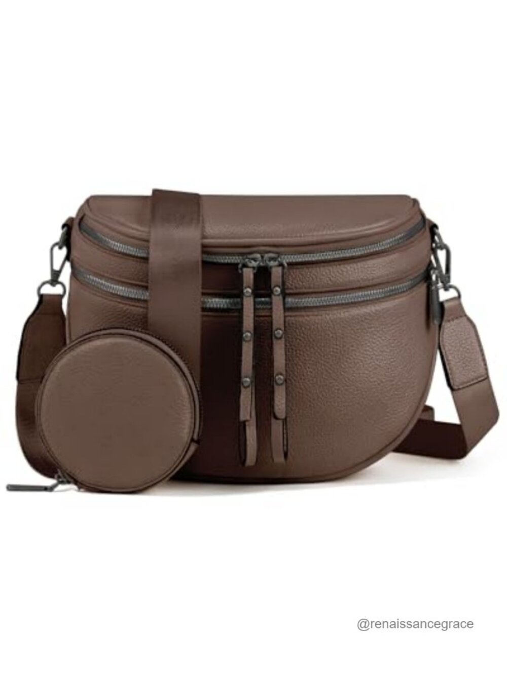 Saddle Crossbody Bag Women Faux Leather 2-in-1 Waist Bag with Coin Purse